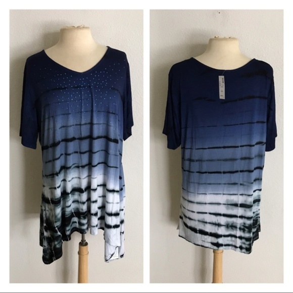 Avenue Tops - Avenue studded tie dye tunic